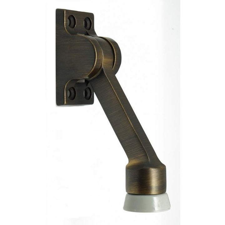 4-1/2 in. Solid Brass Square Kick Down Door Stop in Antique Brass