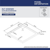 DreamLine SlimLine 32 in. x 32 in. Double Threshold Shower Base, Corner Drain, White