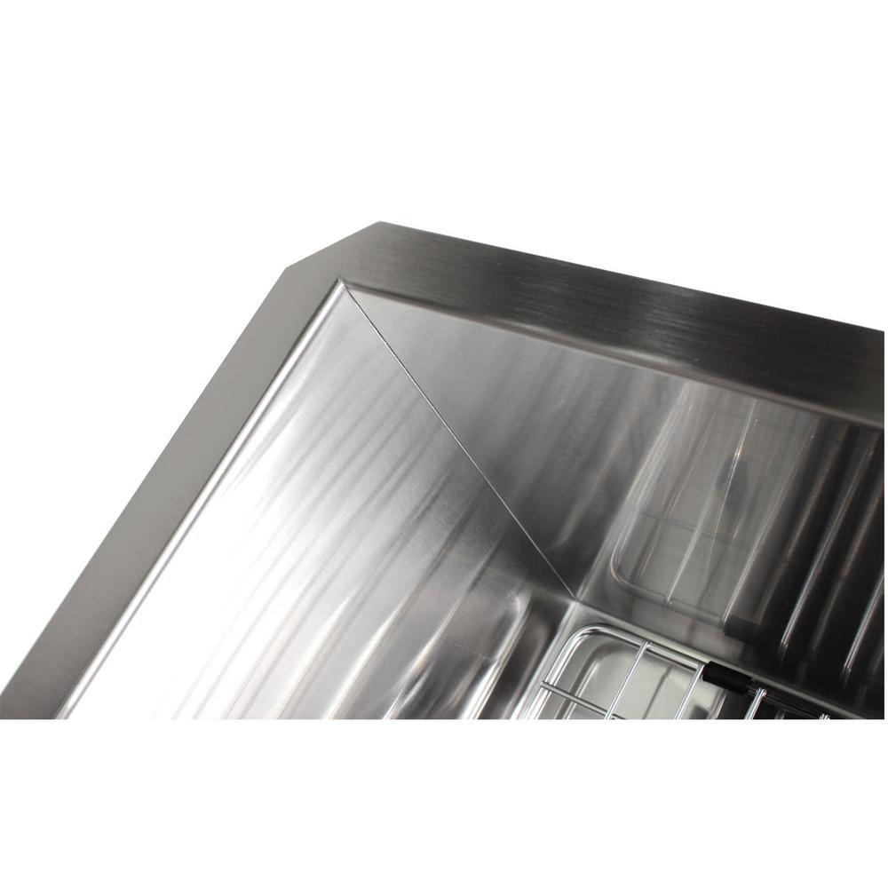 Undermount Stainless Steel 42 in. x 20 in. x 10 in. Deep 16-Gauge Triple Bowl 40/20/40 Zero Radius Kitchen Sink Combo - Super Arbor