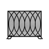 Buncombe Modern Black and Brushed Silver Single Panel Iron Fire Screen - Super Arbor