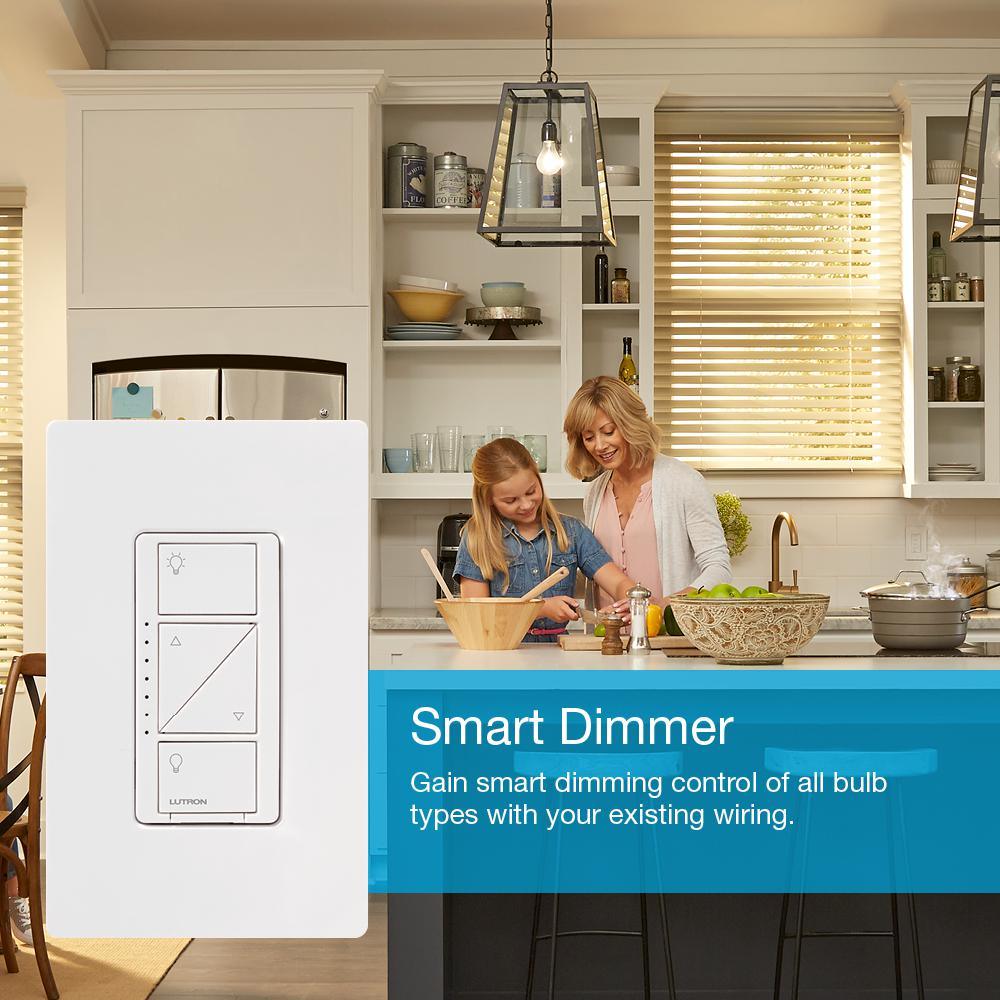 Caseta Wireless Smart Lighting Dimmer Switch and Pico Wall-Mounting Starter Kit in White - Super Arbor