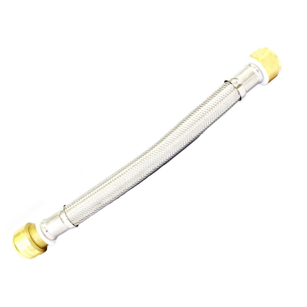 3/4 in. Push-to-Connect x 3/4 in. FIP x 12 in. Braided Stainless Steel Water Heater Connector - Super Arbor