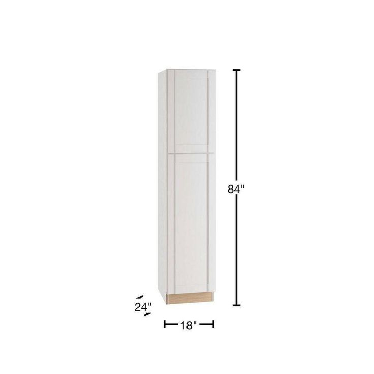 Home Decorators Collection Washington Vesper White Plywood Shaker Assembled Utility Pantry Kitchen Cabinet Soft Close R 18 in W x 24 in D x 84 in H