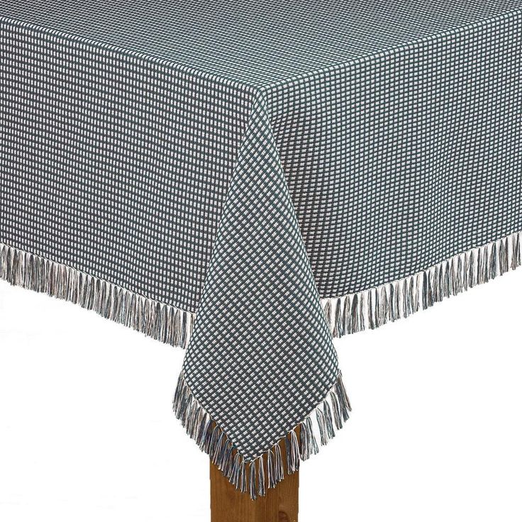 Homespun Fringed 60 in. x 84 in. Marine 100% Cotton Tablecloth