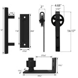 6 ft./72 in. Black Steel Bent Strap Sliding Barn Door Track and Hardware Kit with 12 in. Cylinder Handle and Floor Guide - Super Arbor