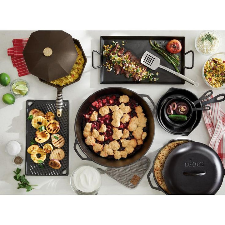 Cast Iron Collection 12 in. Cast Iron Skillet in Black with Lid