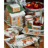 10.25 in. Winter Forest Multicolored Earthenware Dinner Plate (Set of 4)