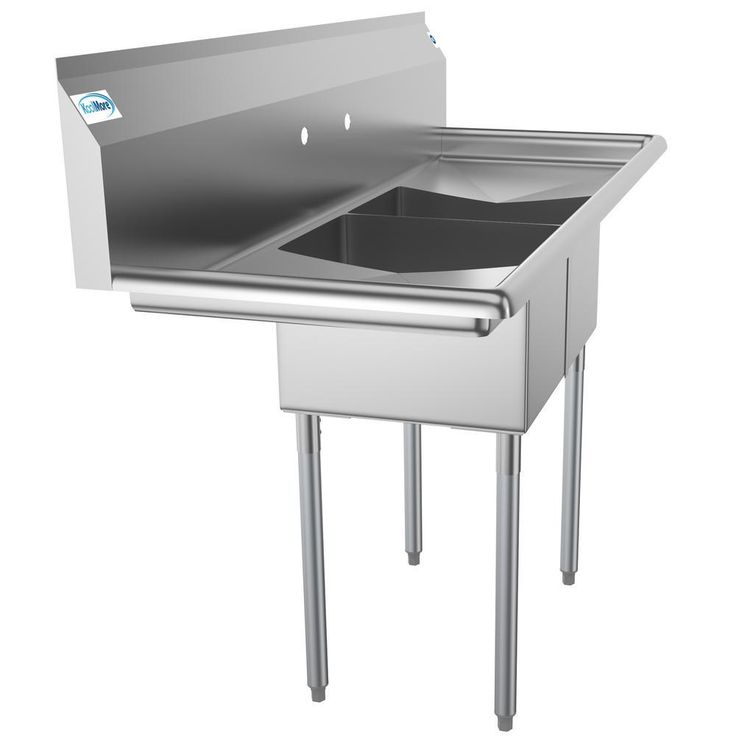 Freestanding Stainless Steel 56 in. 2-Hole Double Bowl Commercial Kitchen Sink