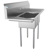 Freestanding Stainless Steel 56 in. 2-Hole Double Bowl Commercial Kitchen Sink