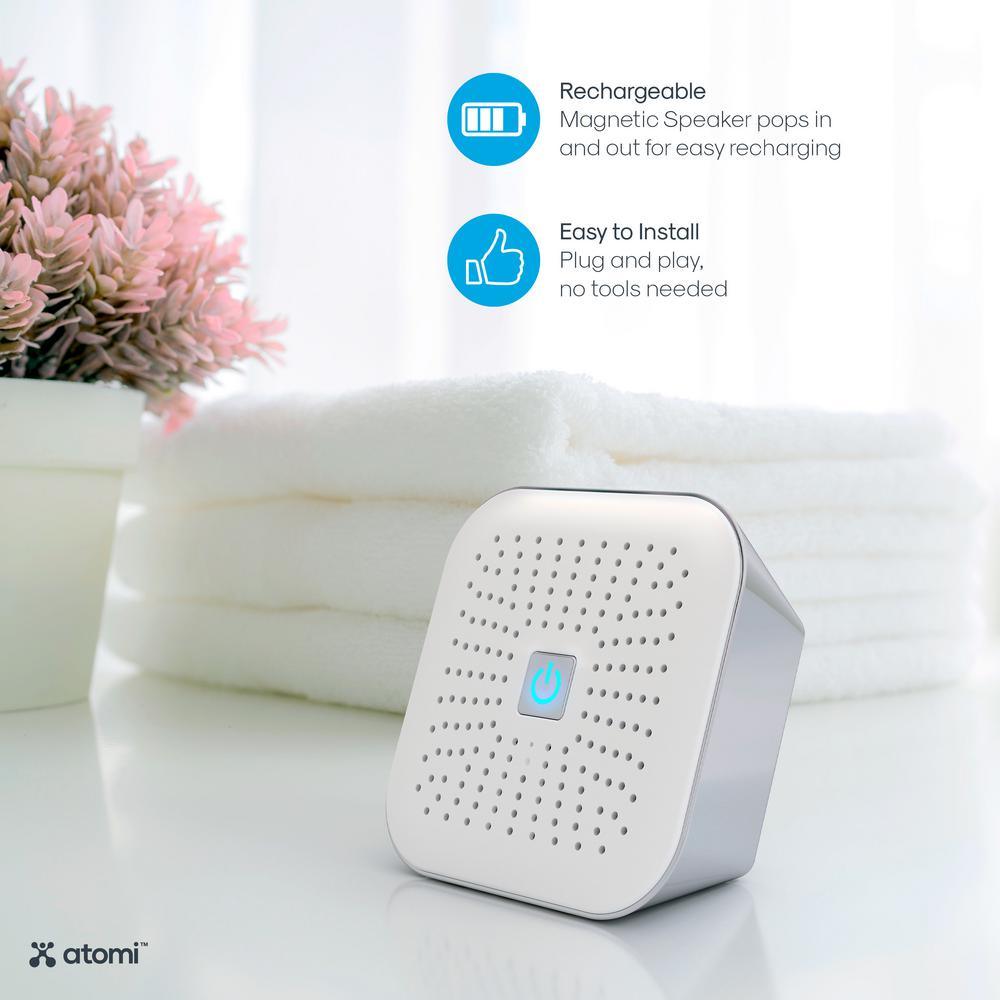 7.3 in. 1-Spray Bluetooth Wall Mounted Shower Head with Detachable Rechargeable Wireless Speaker in Polished Chrome - Super Arbor
