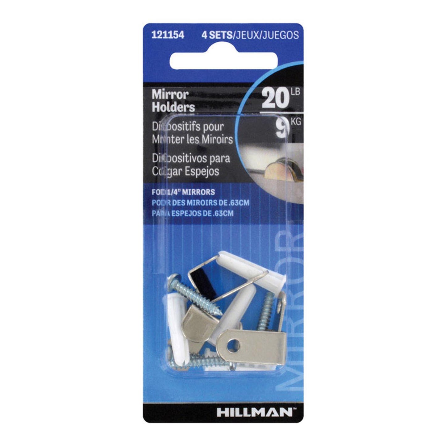 Hillman AnchorWire Silver Hidden Mirror Holder, 20 lb Capacity, 2-Pack
