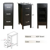 20 in. W x 12 in. D x 30 in. H Bathroom Vanity Cabinet Linen Cabinet with Three Drawers in Black - Super Arbor