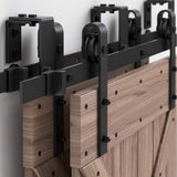 9 ft./108 in. Powder Coated Black Heavy-Duty Bypass Double Door Sliding Barn Door Hardware Classic Design Roller - Super Arbor
