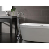 Trinsic Single-Handle Floor-Mount Roman Tub Faucet with Hand Shower in Chrome (Valve Included)
