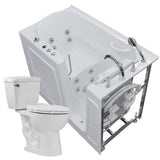 52.8 in. Walk-In Whirlpool Bathtub in White with 1.28 GPF Single Flush Toilet - Super Arbor