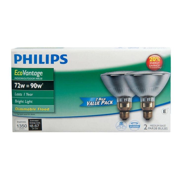 Philips 90-Watt PAR38 Halogen Indoor/Outdoor Flood Light Bulb (2-Pack)