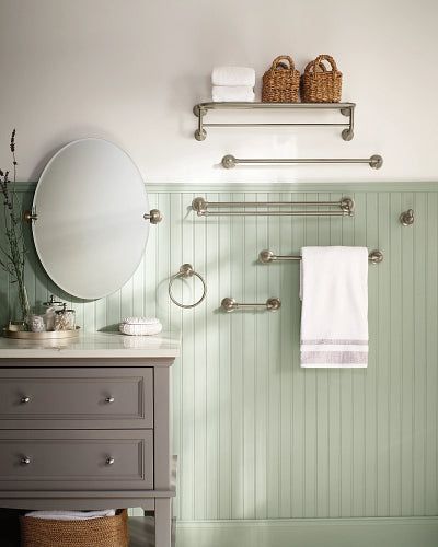 Moen Sage 24-in Spot Resist Brushed Nickel Wall Mount Double Towel Bar