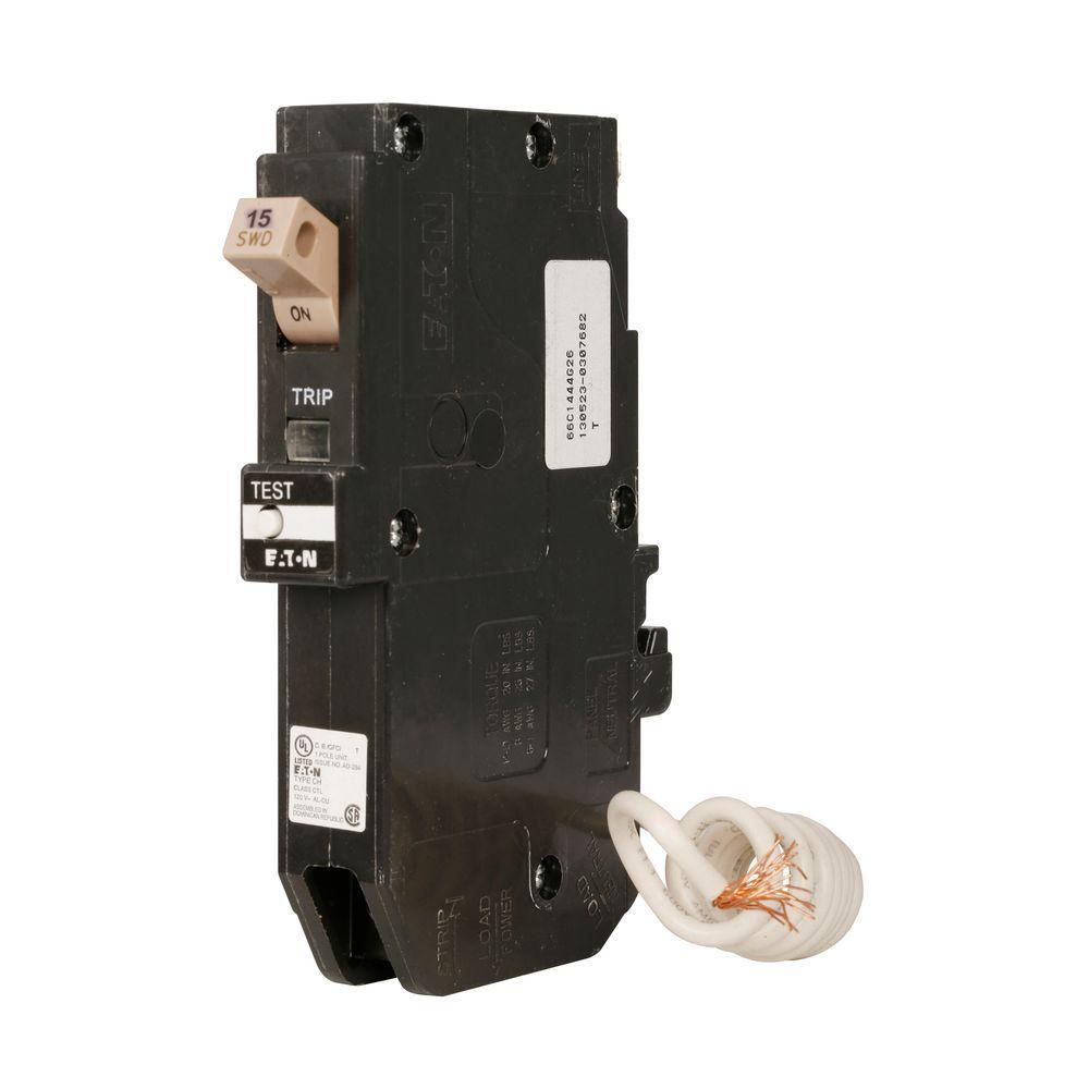 CH 15 Amp 1-Pole Self Test Ground Fault Circuit Breaker with Trip Flag - Super Arbor