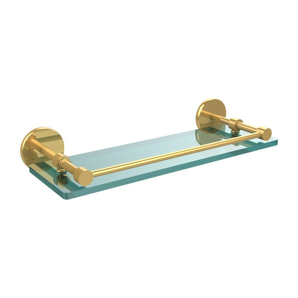 16 in. L x 3 in. H x 5 in. W Clear Glass Bathroom Shelf with Gallery Rail in Oil Rubbed Bronze - Super Arbor