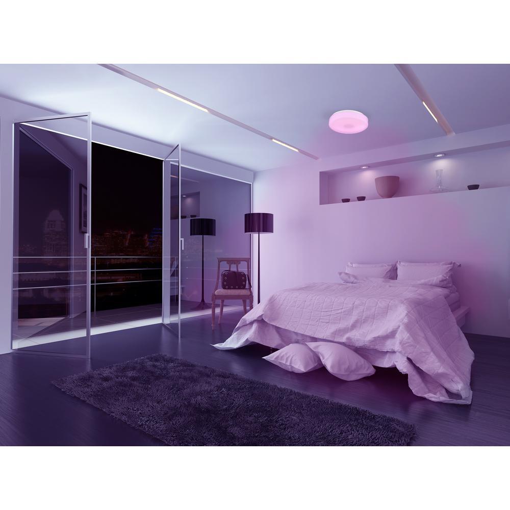 14 in. Voice Controlled Colors White Smart LED Flush Mount - Super Arbor