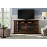 Cecily 72 in. Media Console Infrared Electric Fireplace in Rich Brown Cherry - Super Arbor