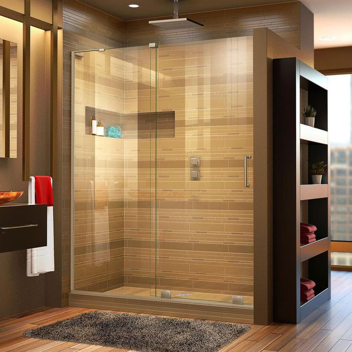 DreamLine Mirage-X 56-60 in. W x 72 in. H Semi-Frameless Sliding Shower Door in Brushed Nickel