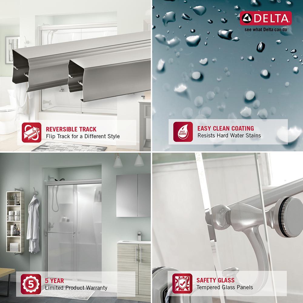 Lyndall 60 in. x 58-1/8 in. Semi-Frameless Traditional Sliding Bathtub Door in Chrome with Rain Glass - Super Arbor