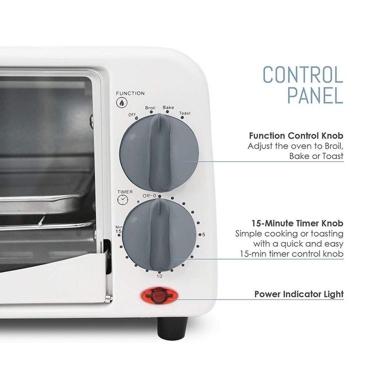 Personal 650 W 2-Slice White Toaster Oven with Built-In Timer