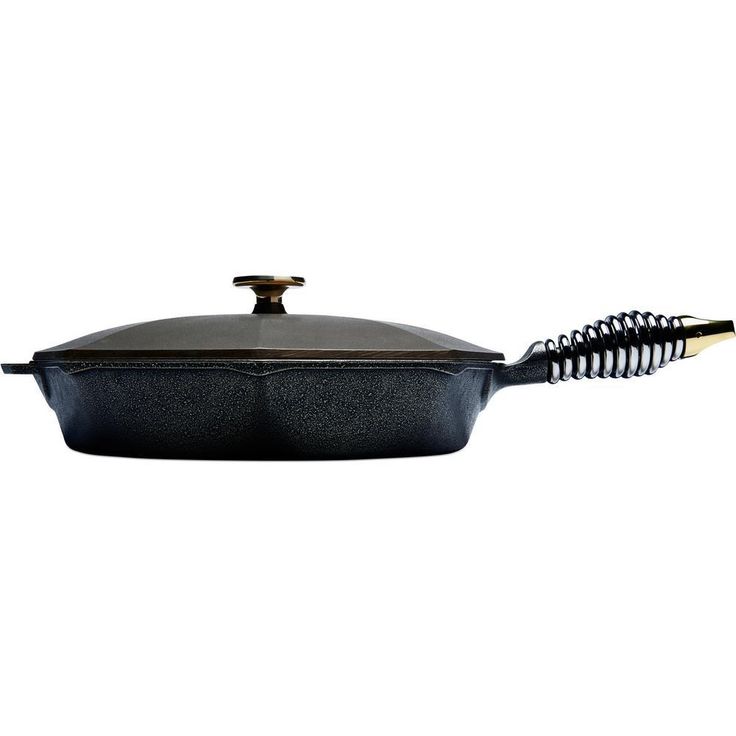 Cast Iron Collection 12 in. Cast Iron Skillet in Black with Lid