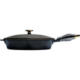 Cast Iron Collection 12 in. Cast Iron Skillet in Black with Lid