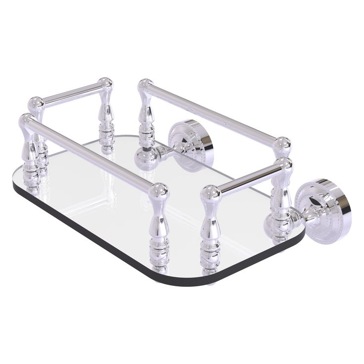 Allied Brass Dottingham Collection Wall Mounted Glass Guest Towel Tray in Matte Black