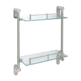 Oval 14.75 in. W Double Glass Wall Shelf with Pre-Installed Rails in Satin Nickel - Super Arbor