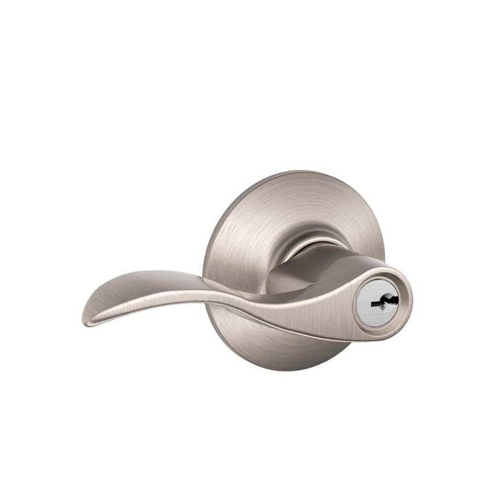Schlage Accent Satin Nickel Keyed Entry Lever Lockset, ANSI Grade 2, Fits 1-3/8 to 1-3/4 in Doors