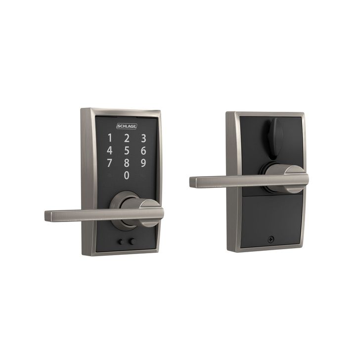Century Touch Electronic Door Lock Deadbolt and Latitude Lever in Matte Black