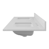 61 in. W x 22 in. D Quartz Double Basin Vanity Top in Snow White with White Basins - Super Arbor