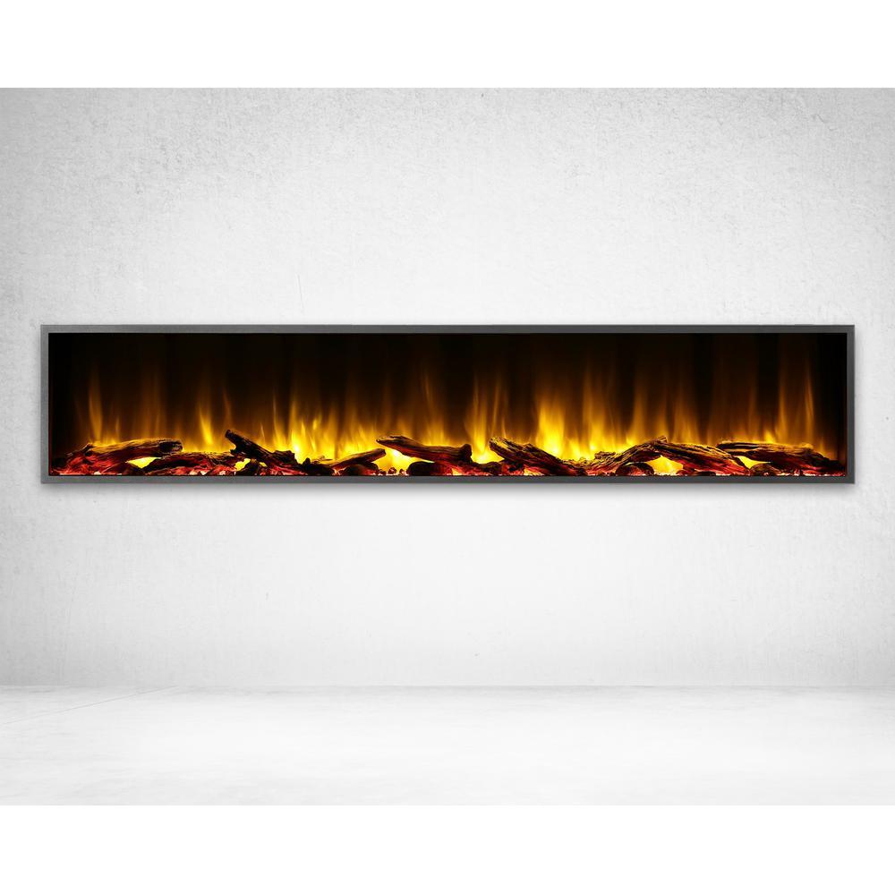 80 in. Harmony Built-in LED Electric Fireplace in Black Trim - Super Arbor