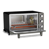 1500 W 6-Slice Black Stainless Steel Convection Toaster Oven with Broiler