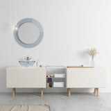 Glass Vessel Sink in Crystal with R9-7007 Faucet and Pop-Up Drain in Chrome - Super Arbor