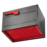 Oasis Eclipse Pewter Locking Parcel Mailbox with Red Flag - Super Arbor