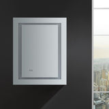 Spazio 24 in. W x 30 in. H Recessed or Surface Mount Medicine Cabinet with LED Lighting, Mirror Defogger and Right Hinge