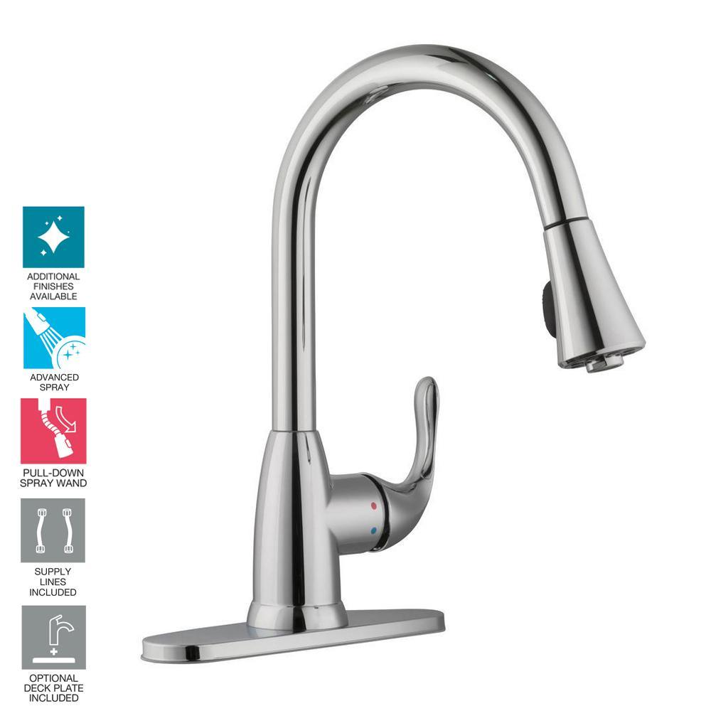 Market Single-Handle Pull-Down Sprayer Kitchen Faucet in Chrome - Super Arbor