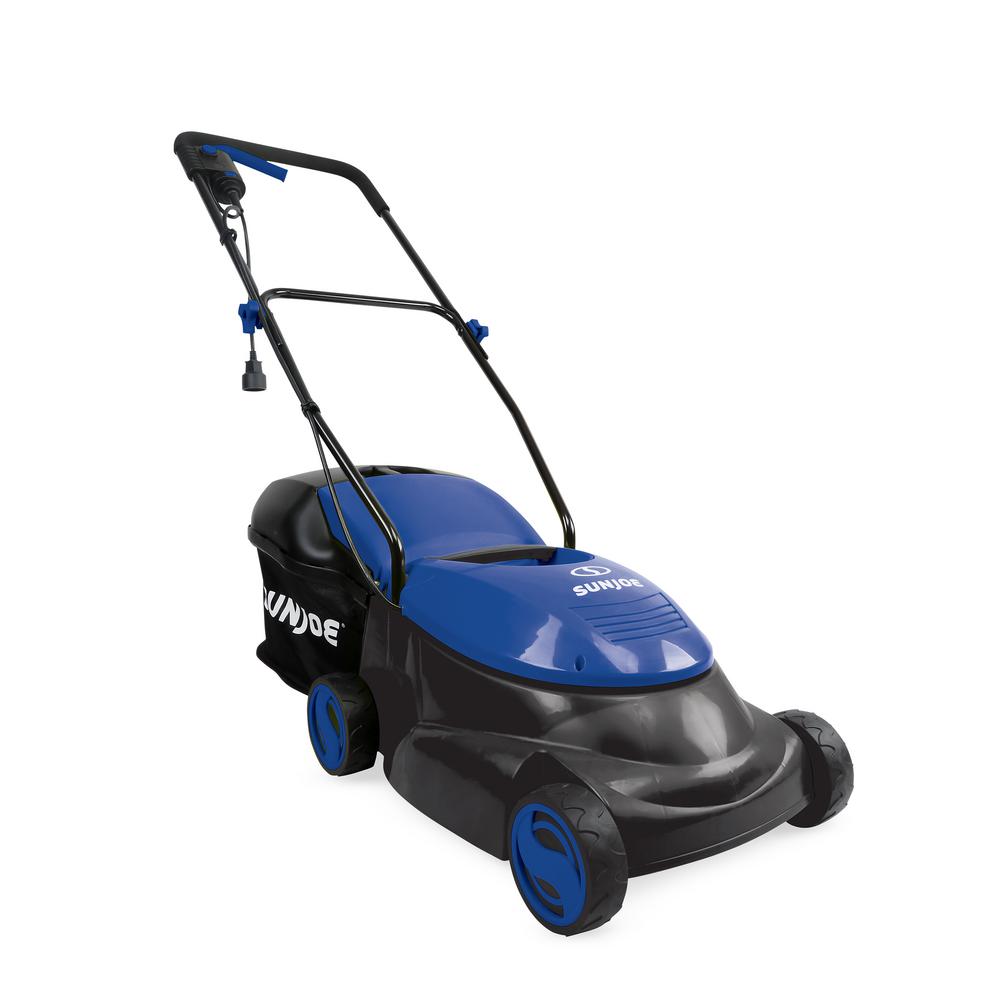 Sun Joe 14 in. 12 Amp Electric Walk Behind Push Lawn Mower, Blue
