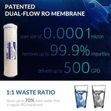 500GPD Residential and Light Commercial Under Sink Tankless Reverse Osmosis Water Filter System with 1:1 Drain Ratio