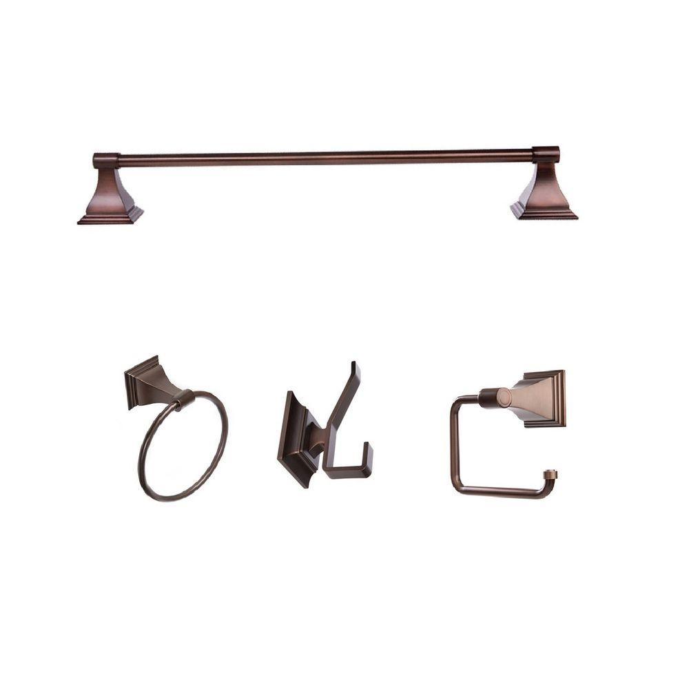 Leonard Collection 4-Piece Bathroom Hardware Kit in Satin Nickel - Super Arbor