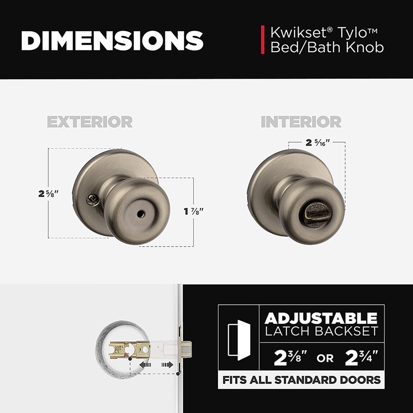 Kwikset Tylo Antique Brass Privacy Knob, Universal Handing