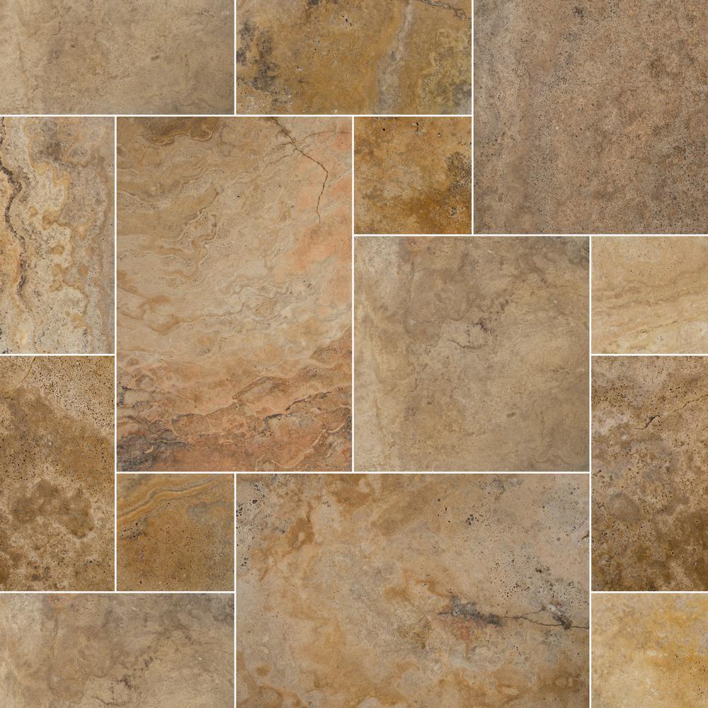 Riviera Tumbled Travertine Paver-Kits (30-Kits/480 sq. ft./Pallet) - Super Arbor