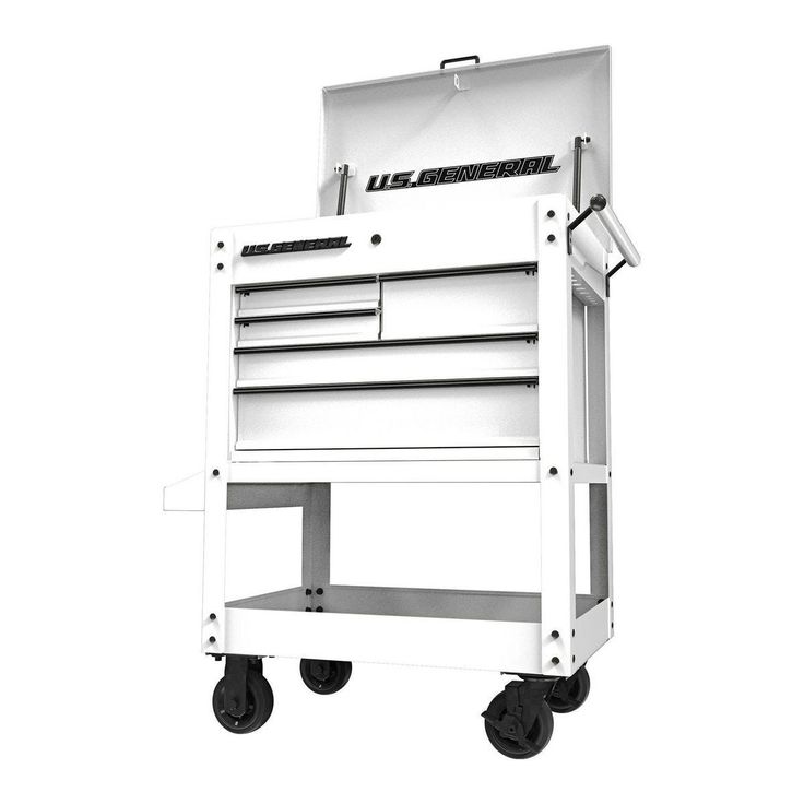 30 in. 5 Drawer White Mechanic's Cart