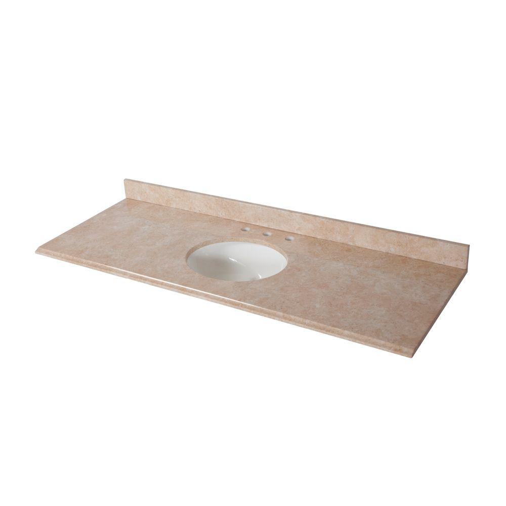 31 in. x 22 in. Stone Effects Vanity Top in Cascade with White Sink - Super Arbor