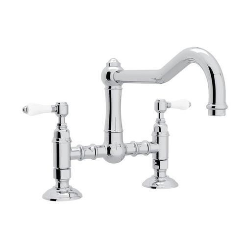 Rohl Italian Kitchen Acqui Polished Chrome 2-Handle Deck-Mount Bridge Handle Kitchen Faucet