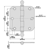 3-1/2 in. Oil-Rubbed Bronze 5/8 in. Radius Door Hinge with Finial - Super Arbor